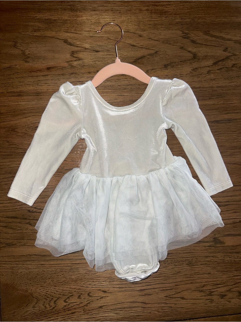 Girls silver Tulle Ballet Tutu Dress - Long Sleeve